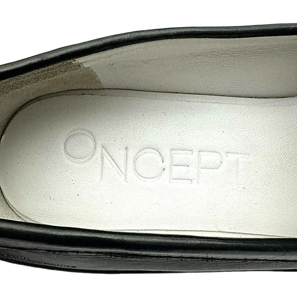 Anthropologie Oncept Heeled Loafers Black Yellow Womens Size 9 Boho Hipster NWOB